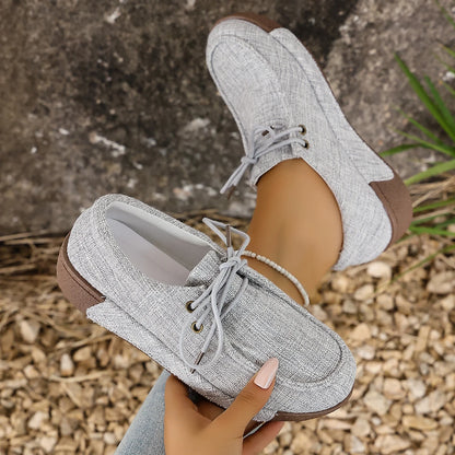 Livenna - Sapatos Barefoot Femininos em Tecido com Atacadores e Sola Confortável