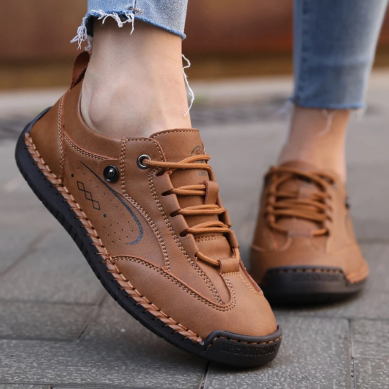 HeritageWalk Comfort – Sapatos barefoot casuais com costura artesanal unissexo