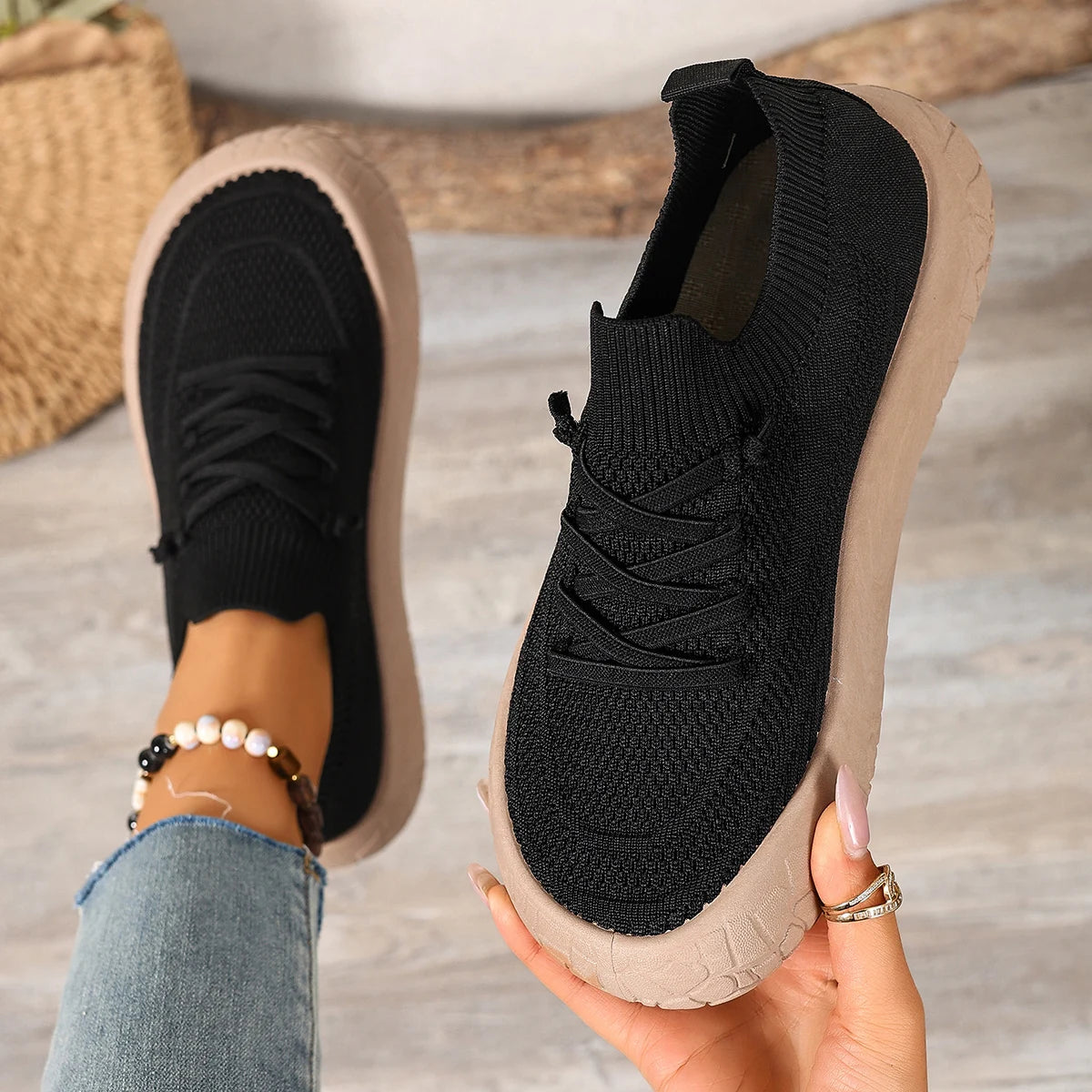 FlexKnit Comfort – Ténis Barefoot Feminino Pé Largo