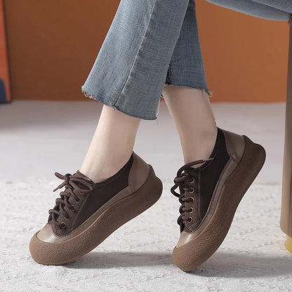 Vintage Motion – Sapatos casuais em couro genuíno para mulher