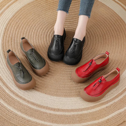 Chaussures Femme Slip On Cuir Pleine Fleur Confort Semelle