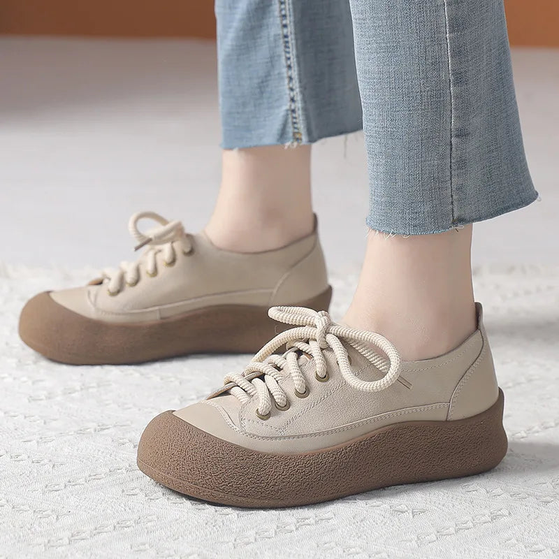 Vintage Motion – Sapatos casuais em couro genuíno para mulher