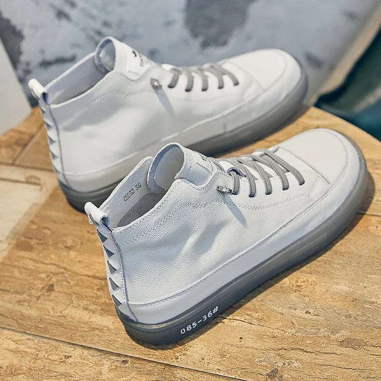 Baskets Femme En Cuir Véritable Lacets Casual Quotidien