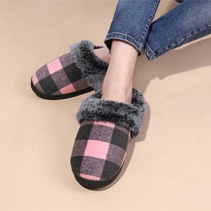 Elvara - Pantufas Barefoot Femininas Xadrez Forradas