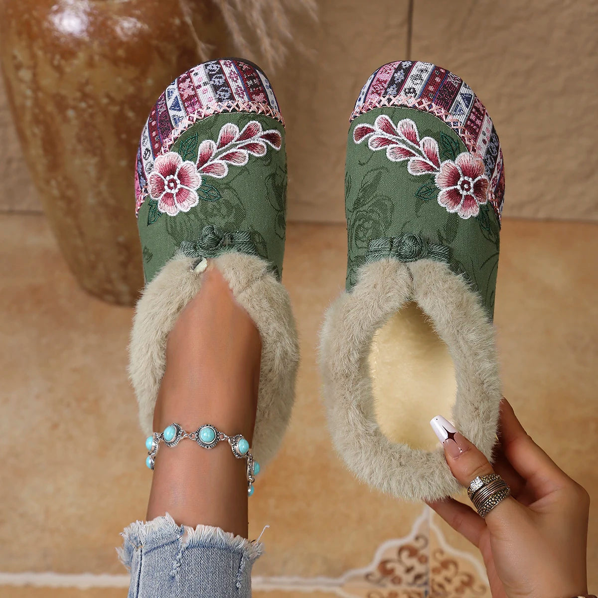 Amelisse - Sapatos Femininos de Inverno Bordados e Forrados