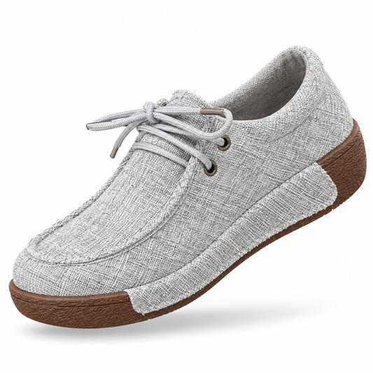 Livenna - Sapatos Barefoot Femininos em Tecido com Atacadores e Sola Confortável