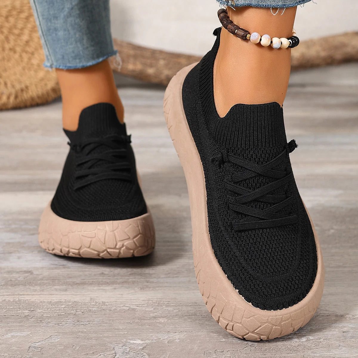 FlexKnit Comfort – Ténis Barefoot Feminino Pé Largo