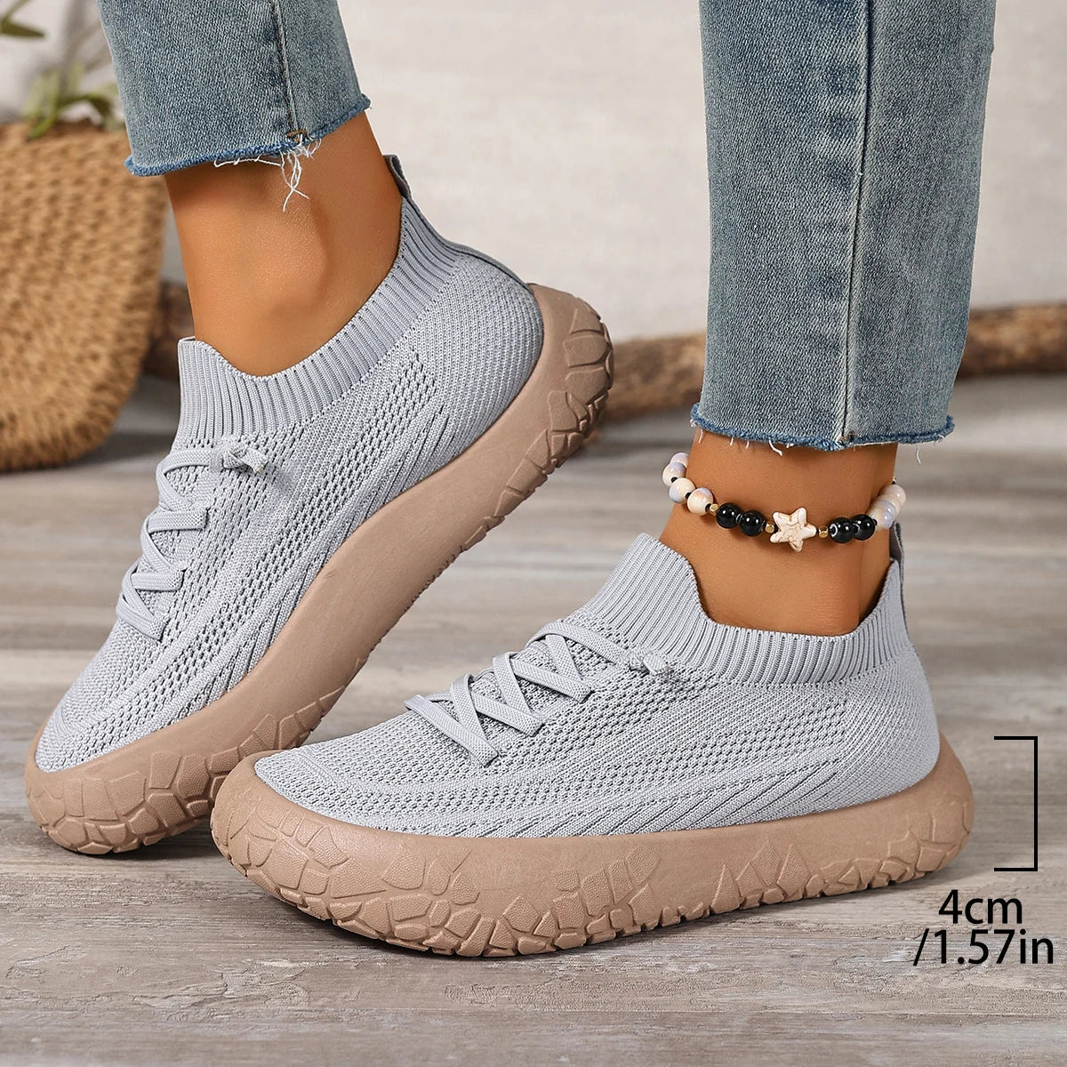 FlexKnit Comfort – Ténis Barefoot Feminino Pé Largo