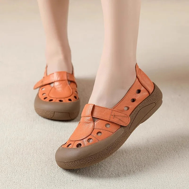 Summer Grace – Sapatos em couro genuíno perfurados para mulher