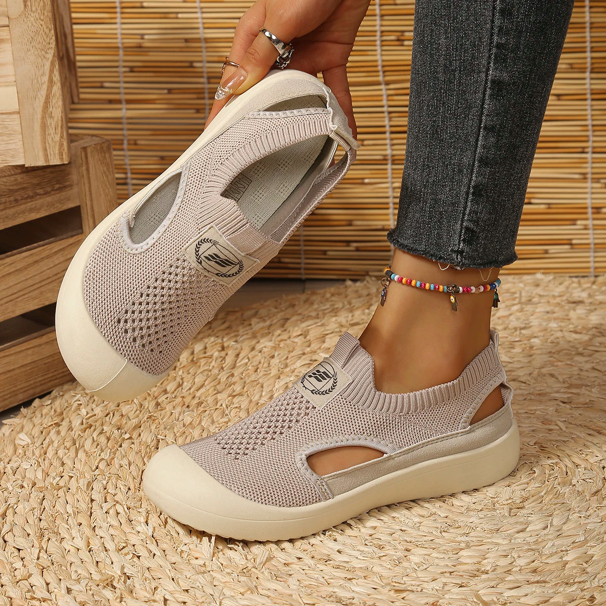 PureKnit Flow – Sapatos barefoot respiráveis em malha slip-on unissexo