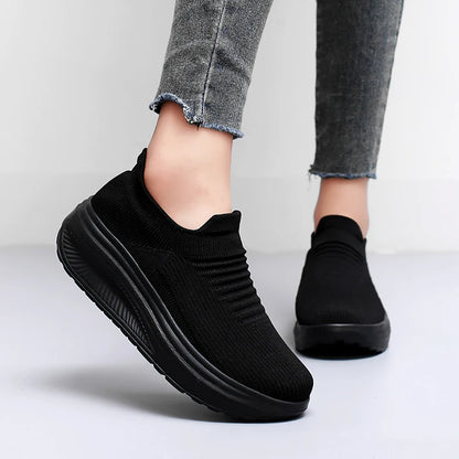 AirStep Flow – Ténis Slip-On Plataforma Respiráveis