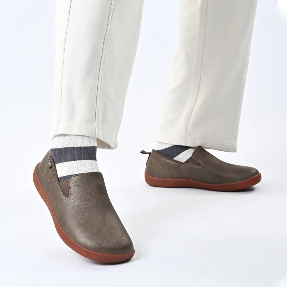 OfficeFlex Leather – Sapatos Minimalistas Com Biqueira Larga Em Pele Para Homem