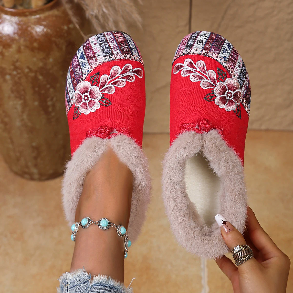 Amelisse - Sapatos Femininos de Inverno Bordados e Forrados