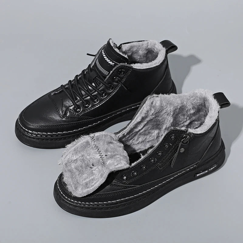 Bottes de Travail Chaudes en Cuir Pour Homme Velours