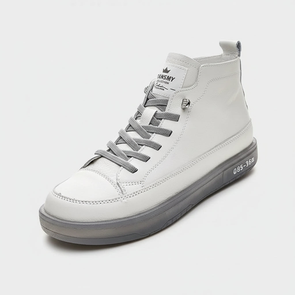 Baskets Femme En Cuir Véritable Lacets Casual Quotidien