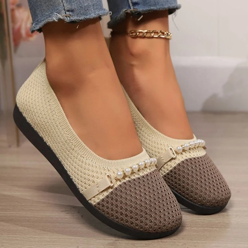 Perla Knit Barefoot - Sabrinas Respiráveis com Pérolas
