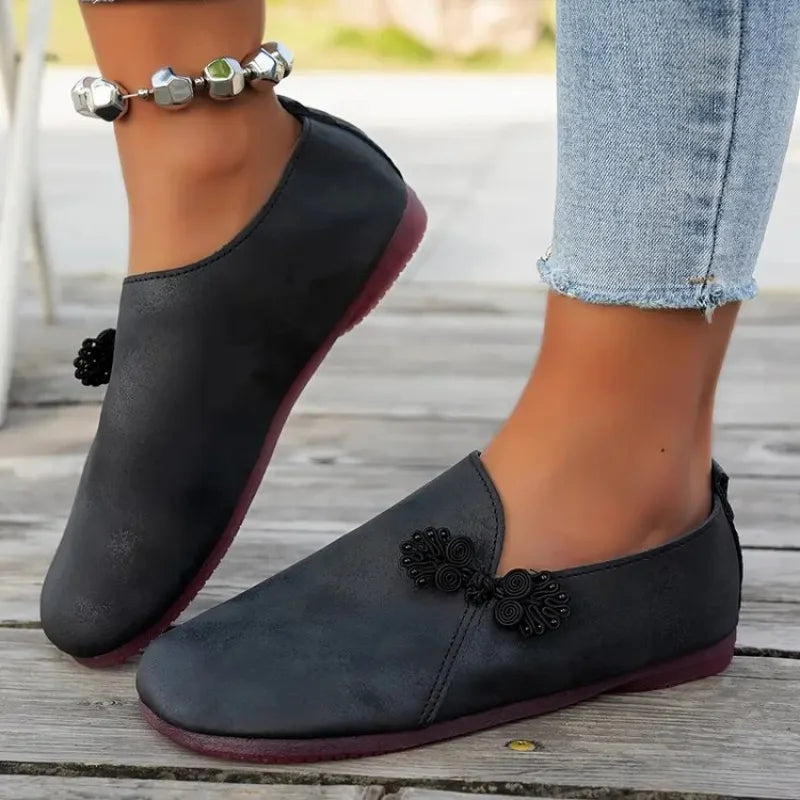 Celinne - Mocassins Femininos Retro em Canvas