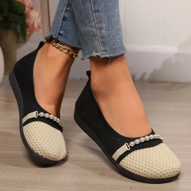 Perla Knit Barefoot - Sabrinas Respiráveis com Pérolas