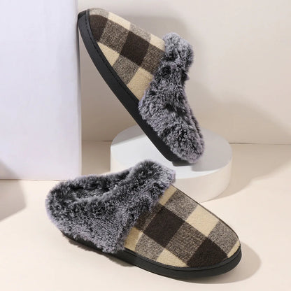 Elvara - Pantufas Barefoot Femininas Xadrez Forradas