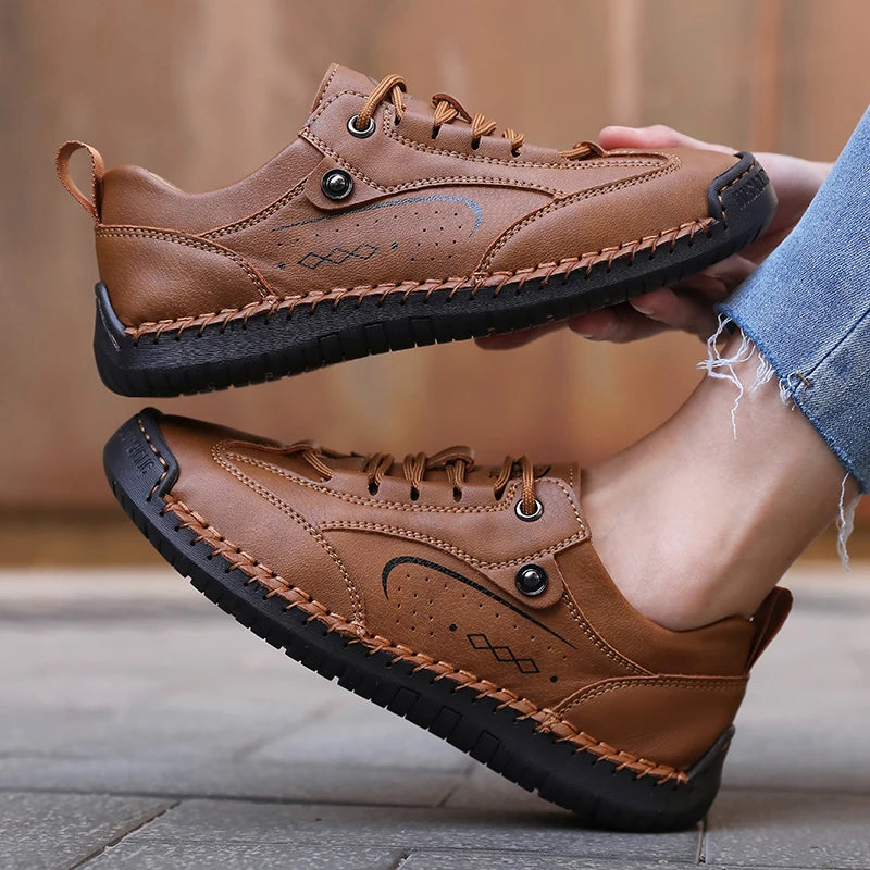 HeritageWalk Comfort – Sapatos barefoot casuais com costura artesanal unissexo
