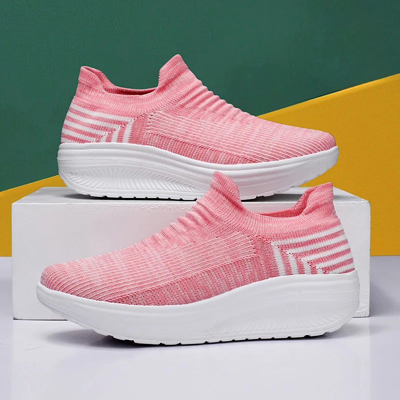 AirStep Flow – Ténis Slip-On Plataforma Respiráveis