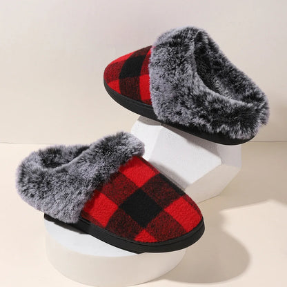 Elvara - Pantufas Barefoot Femininas Xadrez Forradas